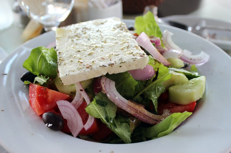 Greek Salad with Grilled Chicken and Whole Grain Pita Bread